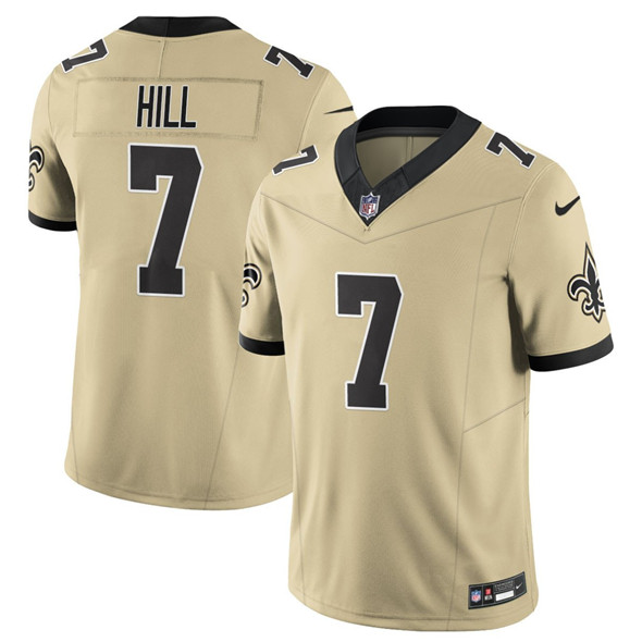 Men's New Orleans Saints 7 Taysom Hill Gold 2025 F.U.S.E. Alternate Vapor Limited Football Stitched Jersey