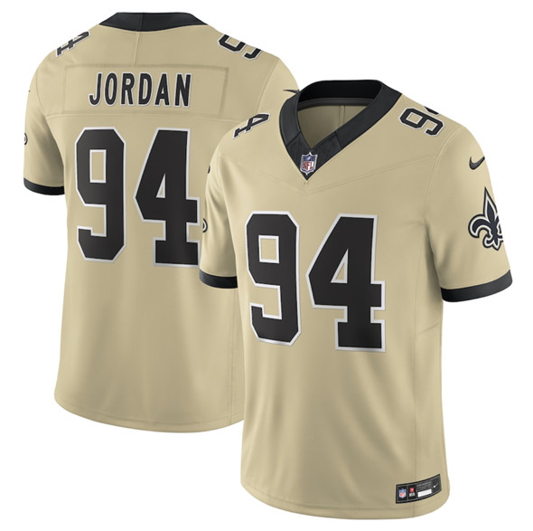 Men's New Orleans Saints 94 Cameron Jordan Gold 2025 F.U.S.E. Alternate Vapor Limited Football Stitched Jersey