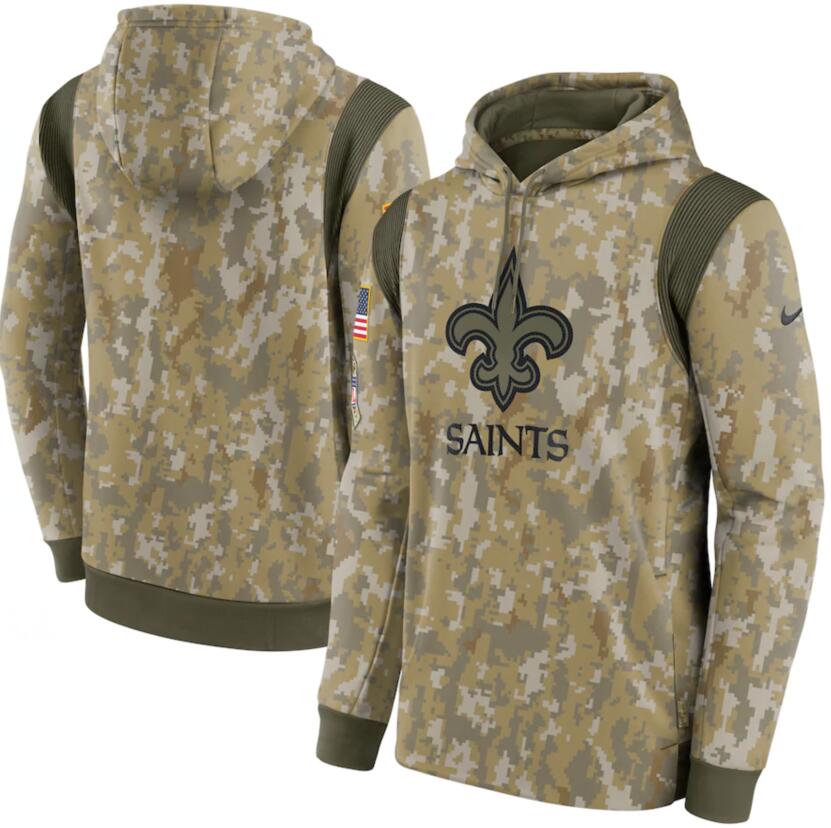 Men's New Orleans Saints Nike Camo 2021 Salute To Service Therma Performance Pullover Hoodie