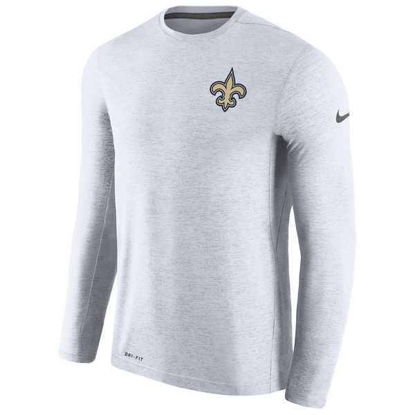 Men's New Orleans Saints  White Coaches Long Sleeve Performance T Shirt