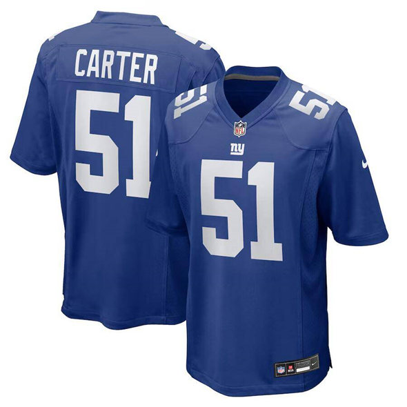 Men's New York Giants 51 Abdul Carter Royal 2025 First Round Pick Football Stitched Game Jersey
