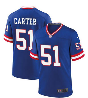 Men's New York Giants 51 Abdul Carter Royal Classic Football Stitched Game Jersey