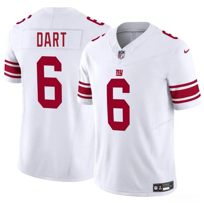 Men's New York Giants 6 Jaxson Dart White 2025 Draft F.U.S.E. Vapor Untouchable Limited Football Stitched Jersey