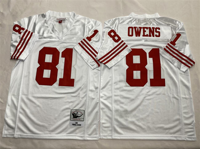 Men's New York Giants 81 Terrell Owens White Throwback Football Stitched Jersey