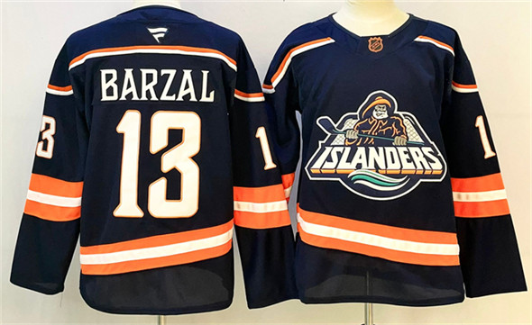 Men's New York Islanders 13 Mathew Barzal Navy 2024 25 Stitched Hockey Jersey
