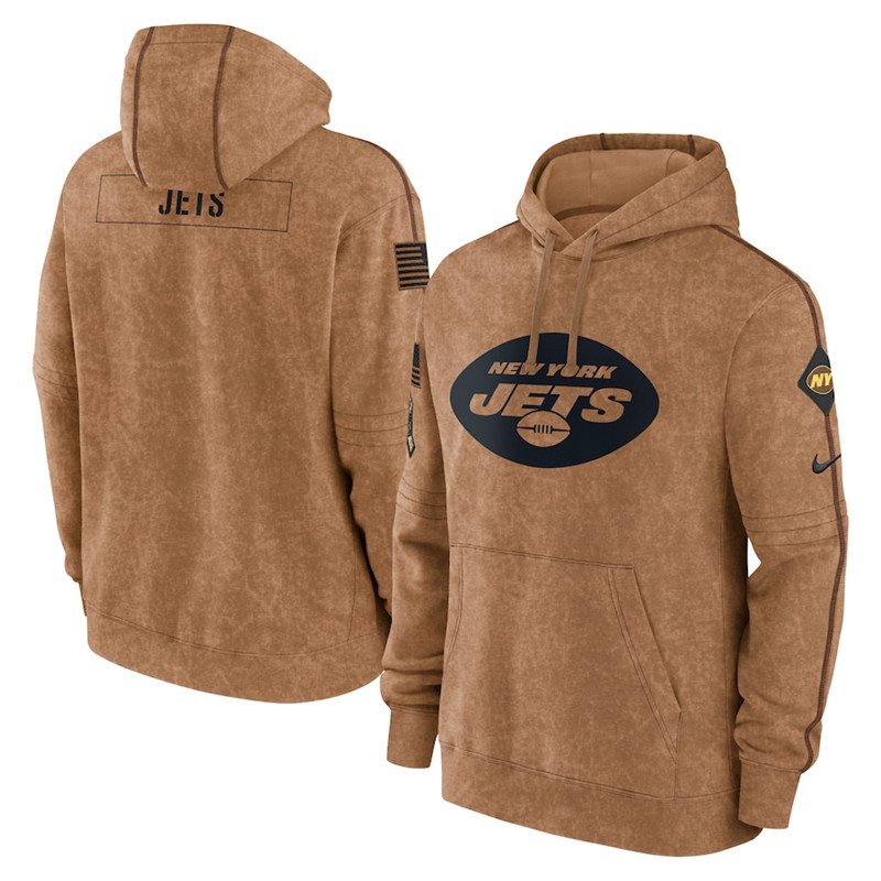 Men's New York Jets Nike Brown 2023 Salute To Service Club Pullover Hoodie