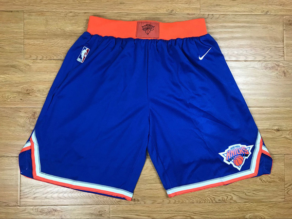 Men's New York Knicks Blue 2017 2018  Authentic Stitched NBA Shorts