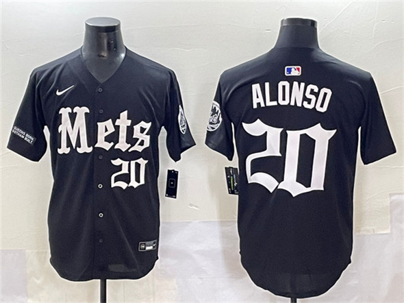 Men's New York Mets 20 Pete Alonso Black 'Gotham Gothic Edition' Vapor Premier Limited Stitched Baseball Jersey