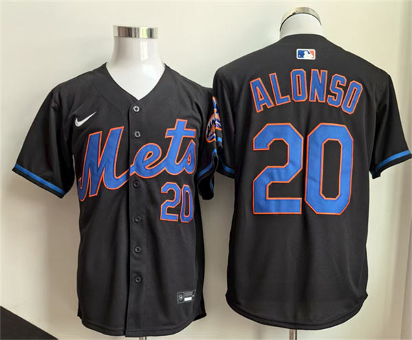 Men's New York Mets 20 Pete Alonso Black 2025 Stitched Baseball Jersey