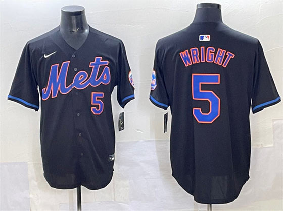 Men's New York Mets 5 David Wright Black Limited Stitched Baseball Jersey
