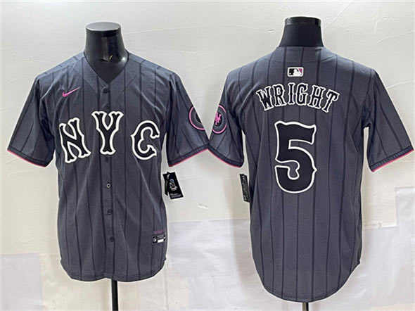 Men's New York Mets 5 David Wright Navy City Connect Stitched Baseball Jersey