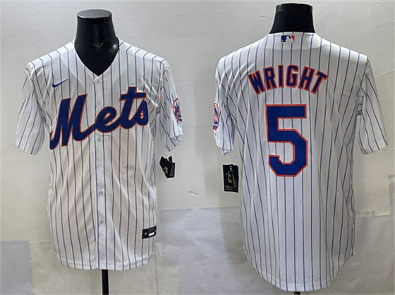 Men's New York Mets 5 David Wright White Stitched Baseball Jersey