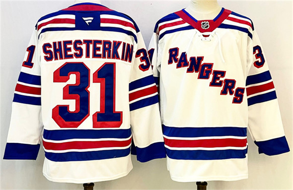 Men's New York Rangers 31 Igor Shesterkin White 2024 25 Away Stitched Hockey Jersey