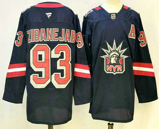 Men's New York Rangers 93 Mika Zibanejad Navy Reverse Retro Authentic Jersey