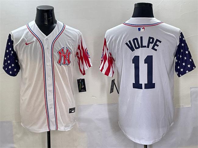 Men's New York Yankees 11 Anthony Volpe White American Style Limited Stitched Baseball Jersey