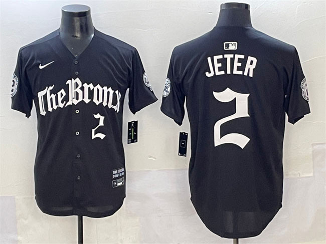 Men's New York Yankees 2 Derek Jeter Black 'Gothic Legacy Edition' Vapor Premier Limited Stitched Baseball Jersey