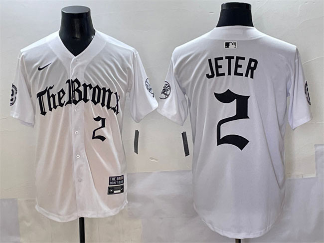 Men's New York Yankees 2 Derek Jeter White 'Gothic Legacy Edition' Vapor Premier Limited Stitched Baseball Jersey