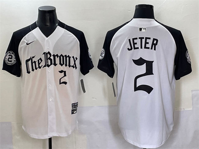 Men's New York Yankees 2 Derek Jeter White Black 'Gothic Legacy Edition' Vapor Premier Limited Stitched Baseball Jersey