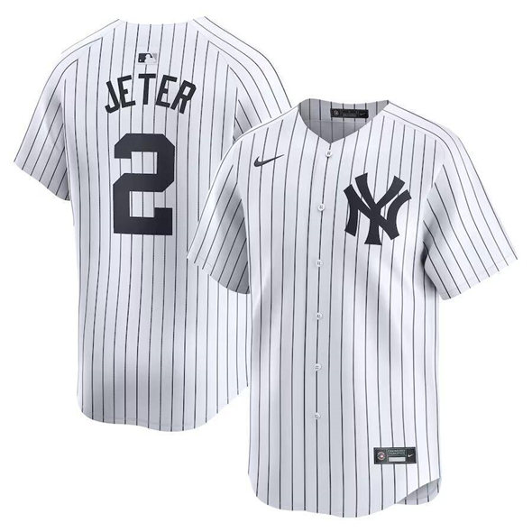 Men's New York Yankees 2 Derek Jeter White Home Limited Stitched Baseball Jersey