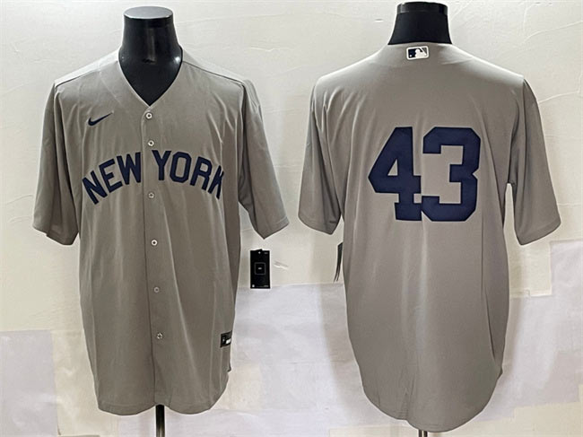 Men's New York Yankees 43 Jonathan Loáisiga Gray Cool Base Stitched Baseball Jersey