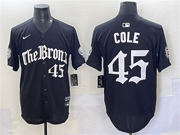 Men's New York Yankees 45 Gerrit Cole Black 'Gothic Legacy Edition' Vapor Premier Limited Stitched Baseball Jersey