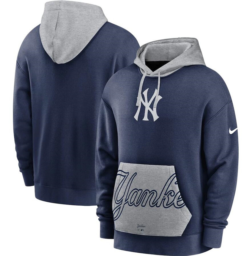 Men's New York Yankees Nike Navy Gray Heritage Tri Blend Pullover Hoodie