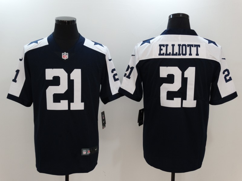 Men's  Dallas Cowboys #21 Ezekiel Elliott 2017 Vapor Untouchable Limited Navy Blue Throwback Alternate NFL Jersey