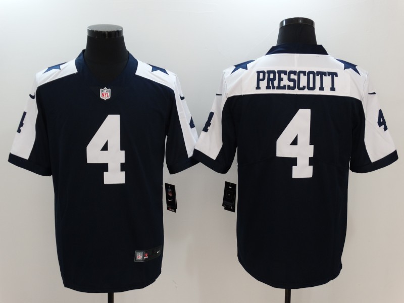 Men's  Dallas Cowboys #4 Dak Prescott 2017 Vapor Untouchable Limited Navy Blue Throwback Alternate NFL Jersey