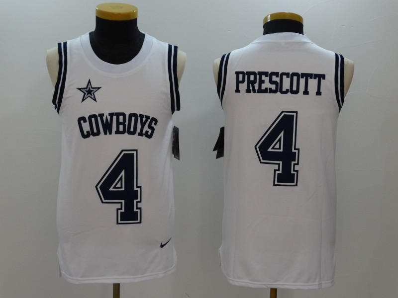 Men's  Dallas Cowboys #4 Dak Prescott White 2017 Tank Top NFL Jersey