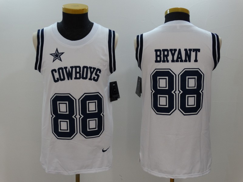 Men's  Dallas Cowboys #88 Dez Bryant White 2017 Tank Top NFL Jersey