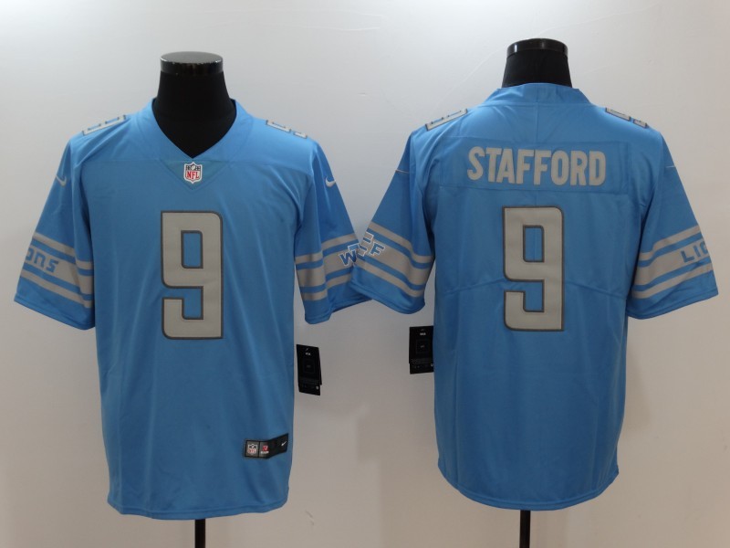 Men's  Detroit Lions #9 Matthew Stafford Light Blue 2017 Vapor Untouchable Limited Stitched Jersey