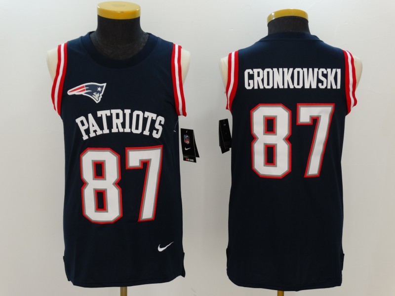 Men's  England Patriots #87 Rob Gronkowski Blue 2017 Tank Top NFL Jersey