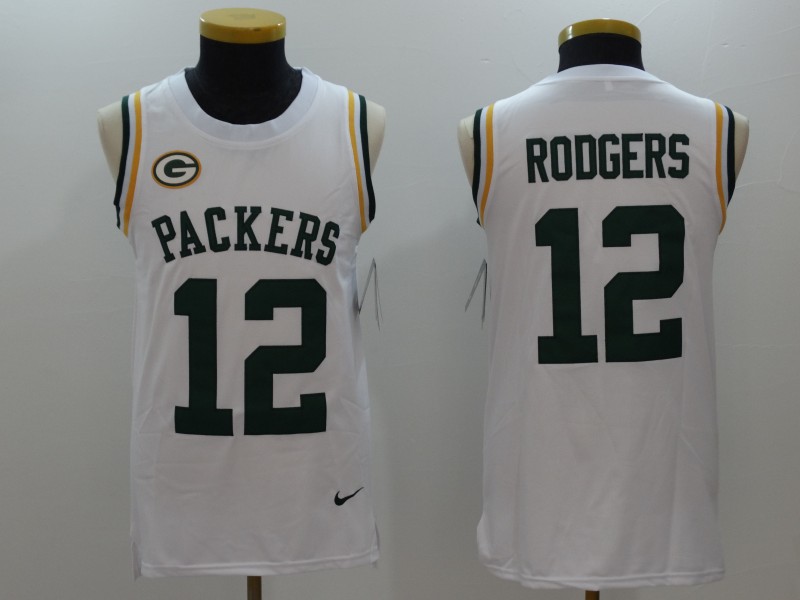 Men's  Green Bay Packers #12 Aaron Rodgers White 2017 Tank Top NFL Jersey