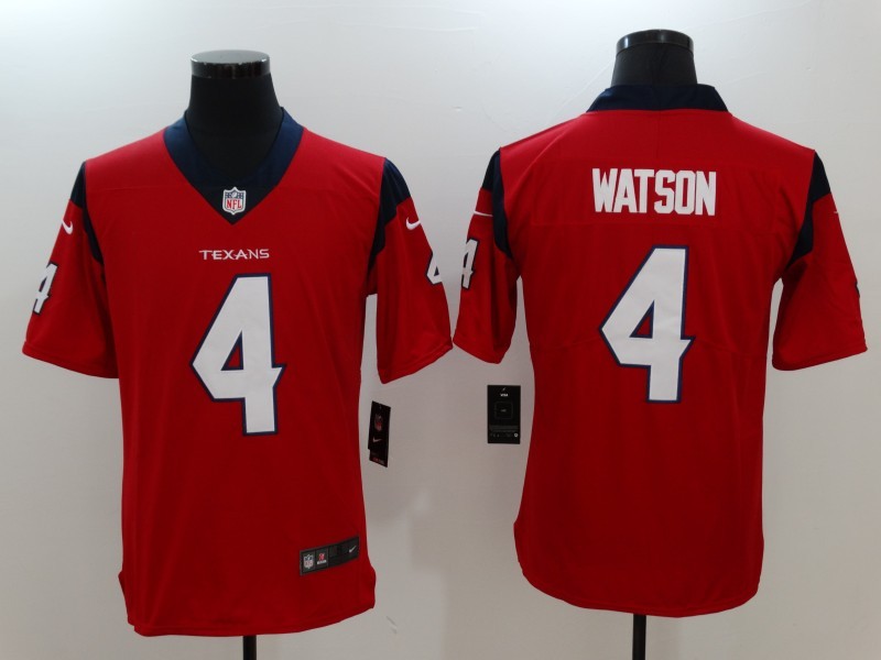 Men's  Houston Texans 4 J.J Deshaun Watson Red 2017 Vapor Untouchable Limited Stitched Jersey