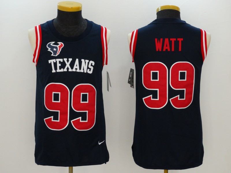 Men's  Houston Texans 99 J.J Watt Blue 2017 Tank Top NFL Jersey