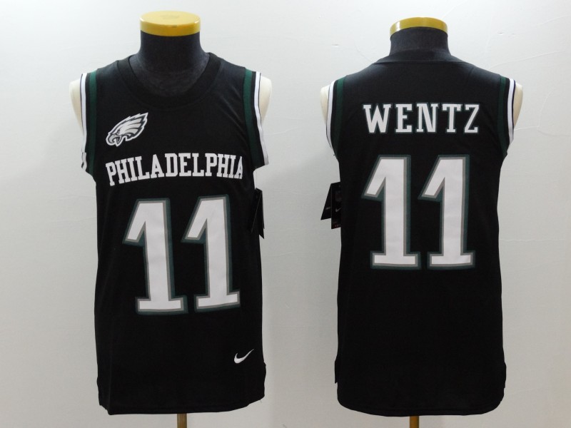 Men's  Men's  Philadelphia Eagles #11 Carson Wentz Black 2017 Tank Top NFL Jersey