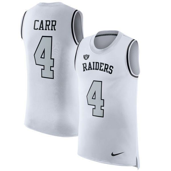 Men's  Oakland Raiders #4 Derek Carr White 2017 Tank Top NFL Jersey