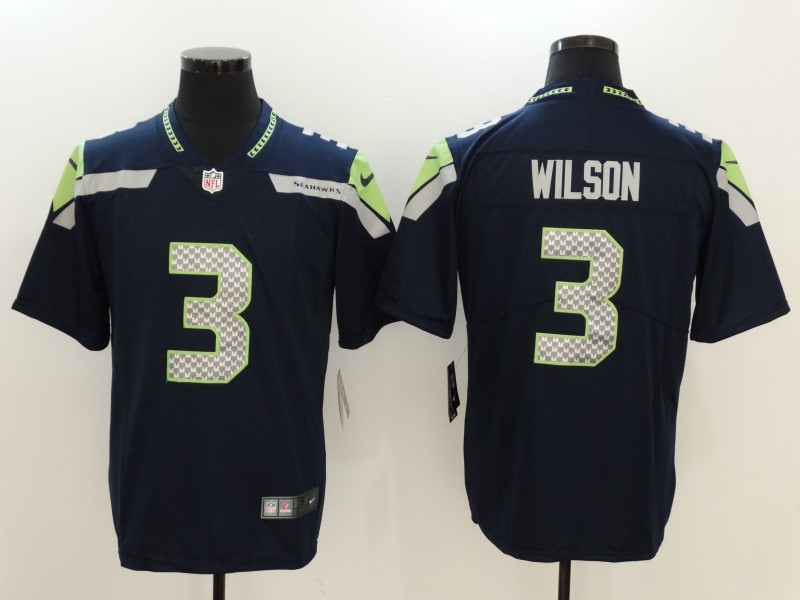 Men's  Seattle Seahawks #3 Russell Wilson Blue 2017 Vapor Untouchable Limited Stitched Jersey