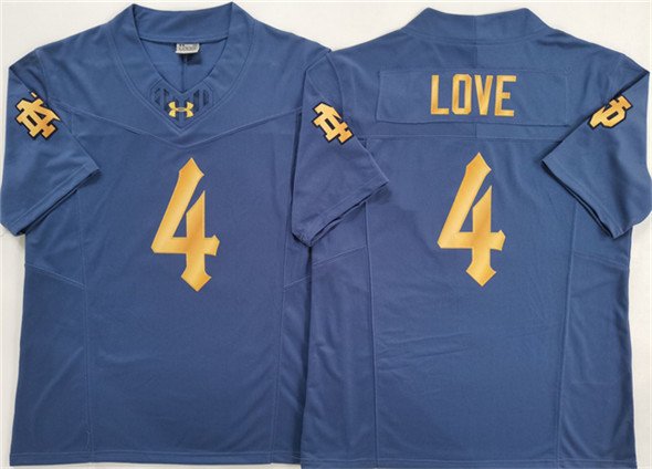 Men's Notre Dame Fighting Irish 4 Jeremiyah Love Navy Blue 2025 F.U.S.E. Limited Stitched Jersey