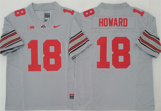 Men's Ohio State Buckeyes 18 Will Howard Gray 2025 F.U.S.E. Limited Stitched Jersey