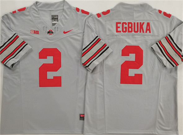 Men's Ohio State Buckeyes 2 Emeka Egbuka Gray 2025 F.U.S.E. Limited Stitched Jersey