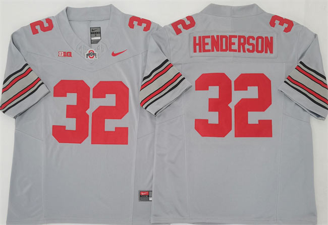 Men's Ohio State Buckeyes 32 TreVeyon Henderson Gray 2025 F.U.S.E. Limited Stitched Jersey