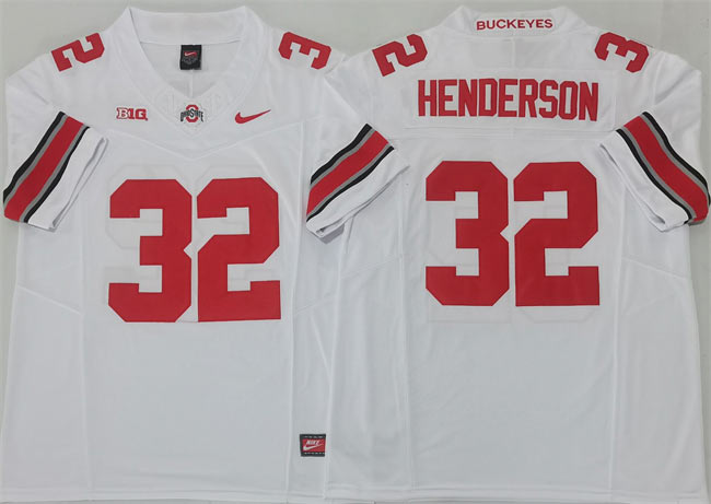 Men's Ohio State Buckeyes 32 TreVeyon Henderson White 2025 F.U.S.E. Limited Stitched Jersey