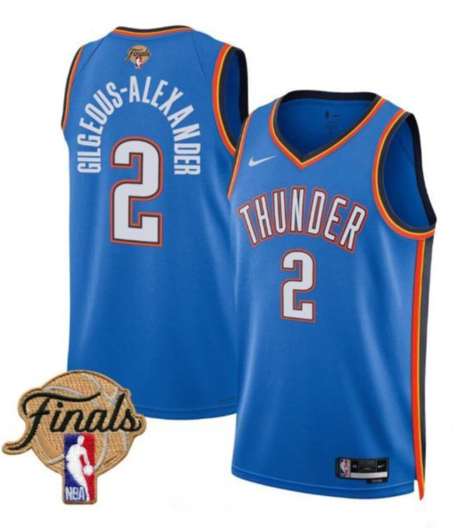 Men's Oklahoma City Thunder 2 Shai Gilgeous Alexander Blue 2025 Finals Icon Edition Stitched Basketball Jersey