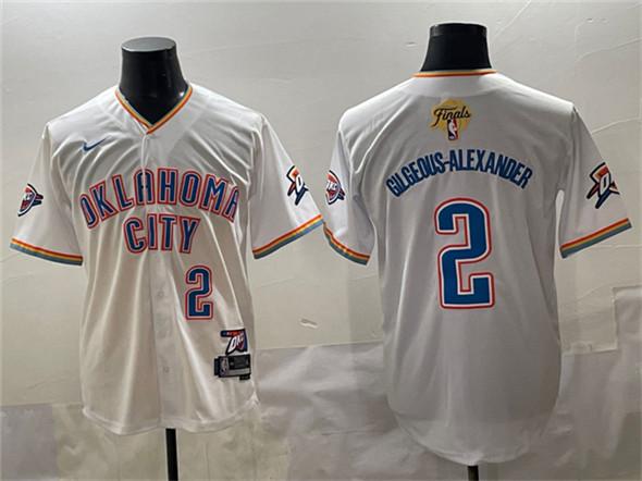 Men's Oklahoma City Thunder 2 Shai Gilgeous Alexander White 2025 Finals Vapor Stitched Baseball Jersey