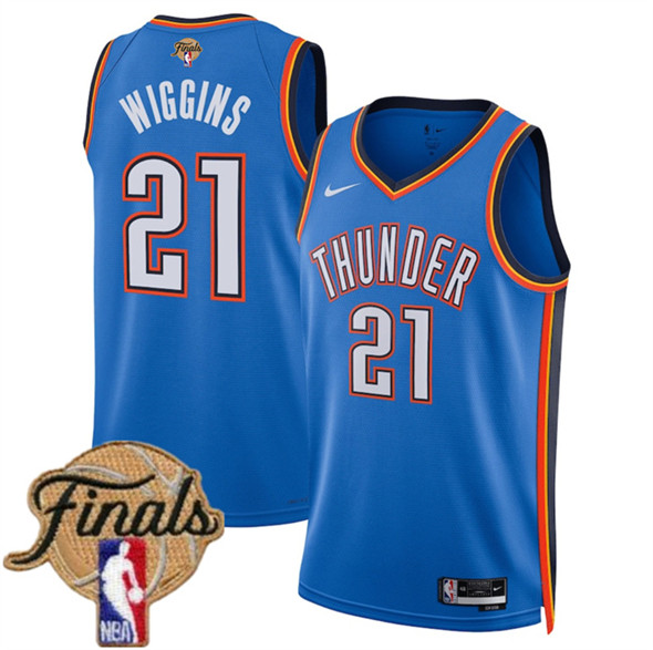 Men's Oklahoma City Thunder 21 Aaron Wiggins Blue 2025 Icon Edition Stitched Basketball Jersey
