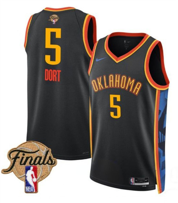 Men's Oklahoma City Thunder 5 Luguentz Dort Black 2024 25 City Edition Stitched Basketball Jersey