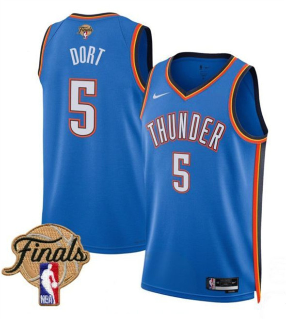 Men's Oklahoma City Thunder 5 Luguentz Dort Blue 2025 Icon Edition Stitched Basketball Jersey