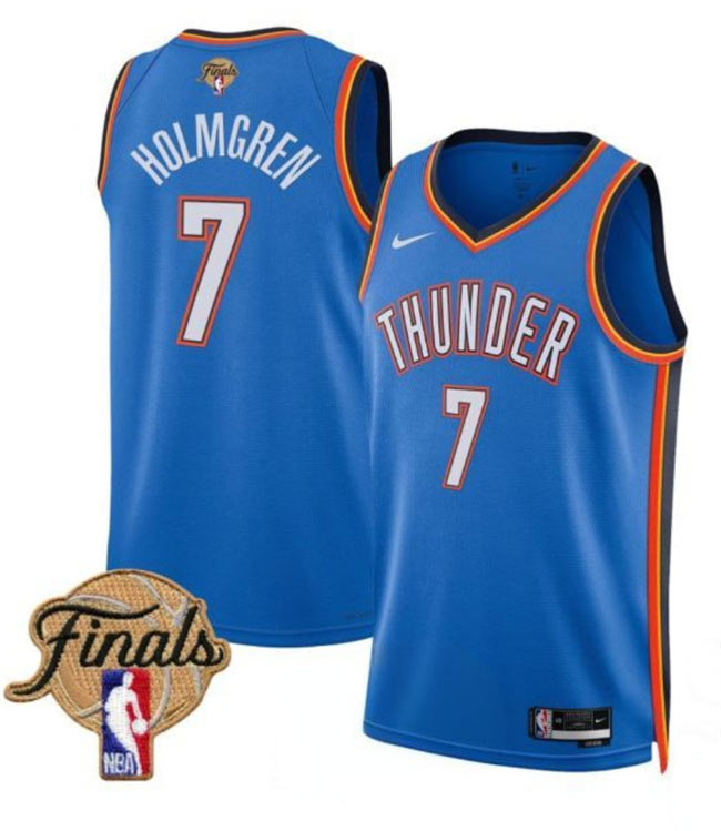 Men's Oklahoma City Thunder 7 Chet Holmgren Blue 2025 Finals Icon Edition Stitched Basketball Jersey