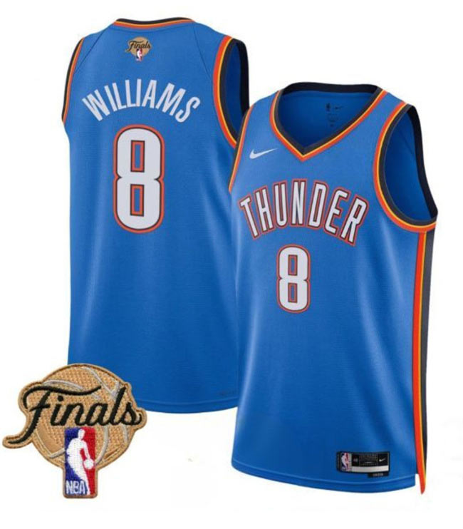 Men's Oklahoma City Thunder 8 Jalen Williams Blue 2025 Finals Icon Edition Stitched Basketball Jersey
